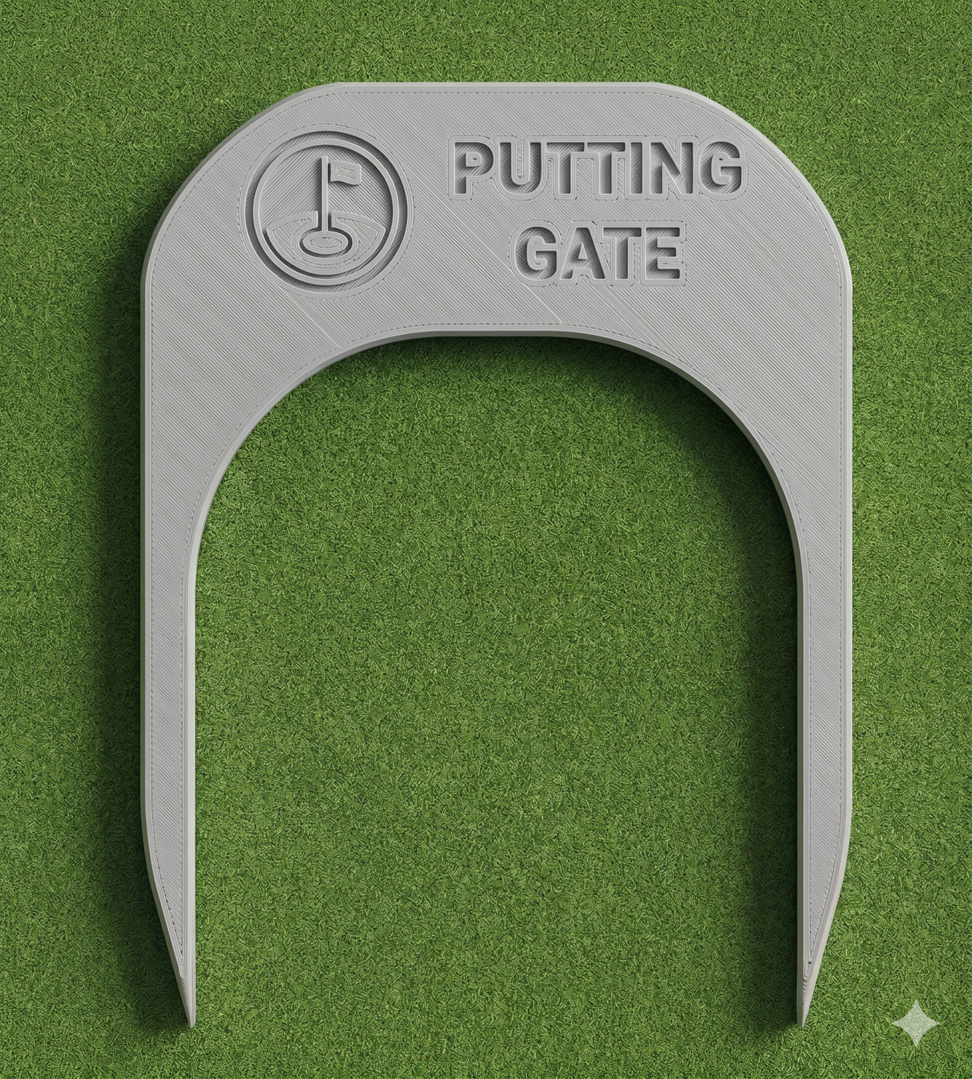 Détail putting gate impression 3D, finition blanche